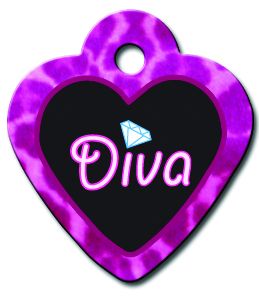 Hillman ID Tag - Heart Small Diva Black/Pink