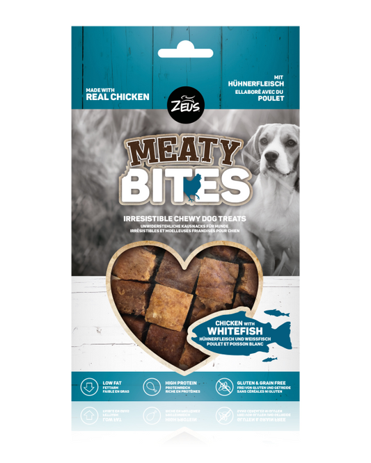 Zeus Meaty Bites Chewy Dog Treats - Chicken with Whitefish (150g)