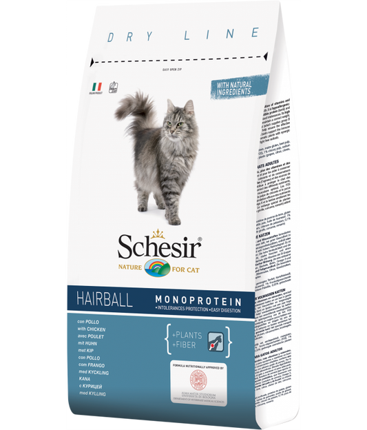 Schesir Cat Dry Food Hairball with Chicken - 1.5kg (Near Expiry)