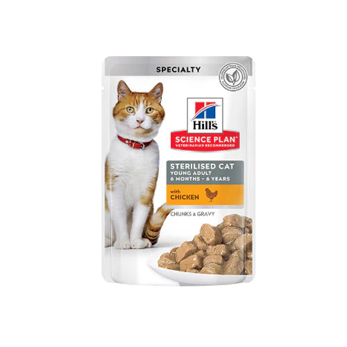 Hill's Science Plan Sterilised Adult Cat Wet Food with Chicken Pouches-85gx12