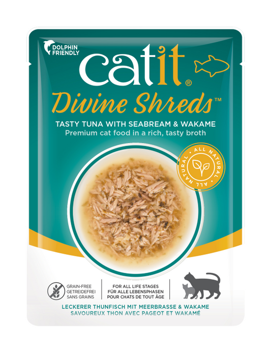 Catit Divine Shreds, Tuna with Seabream & Wakame - 75g (Box of 18)