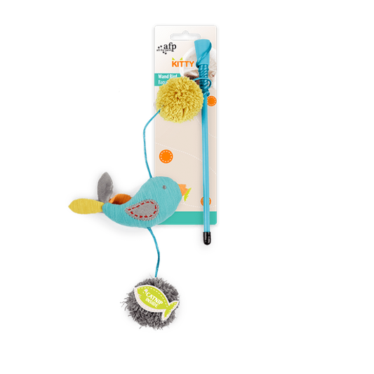 All For Paws Kitty Wand Bird - Turquoise