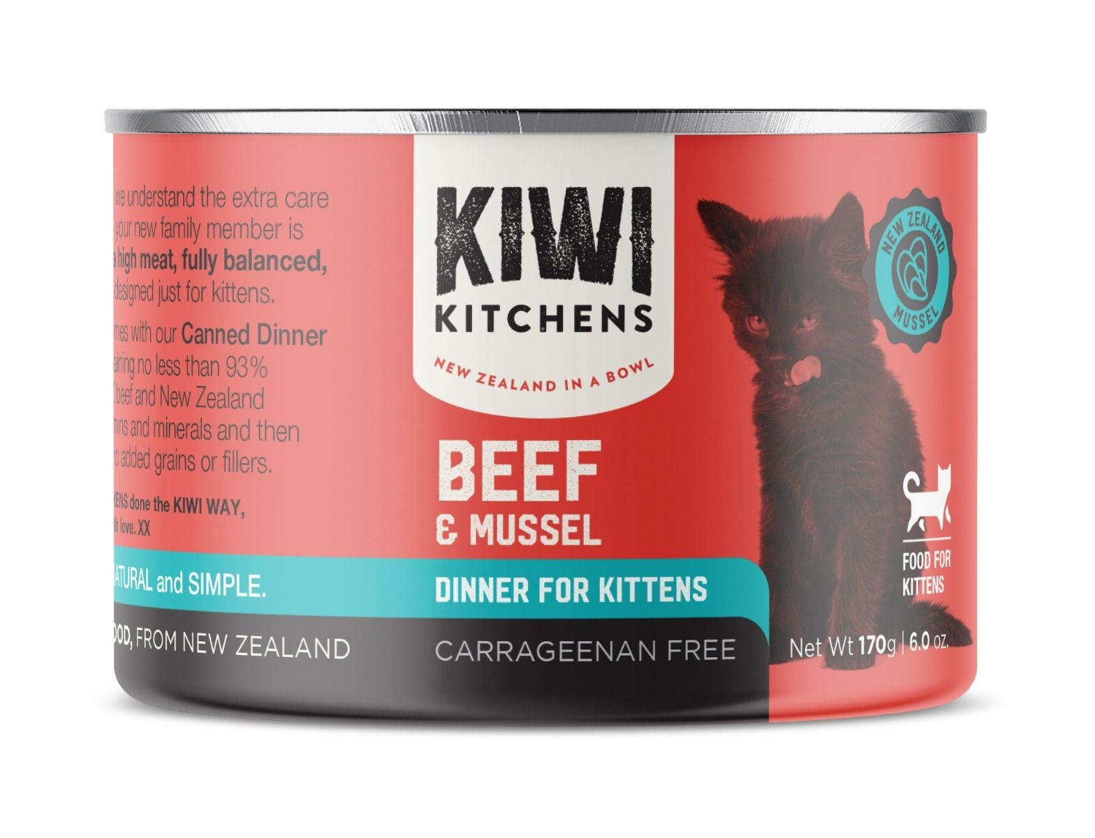 Kiwi Kitchens Beef & Mussel Dinner Canned Wet Kitten Food – Maryam's Pet - Haddock And Beef Wet Food For Kittens With Cochlear Dysplasia