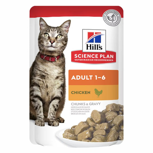 Hill's Science Plan Adult Wet Cat Food Chicken Pouches-85gx12