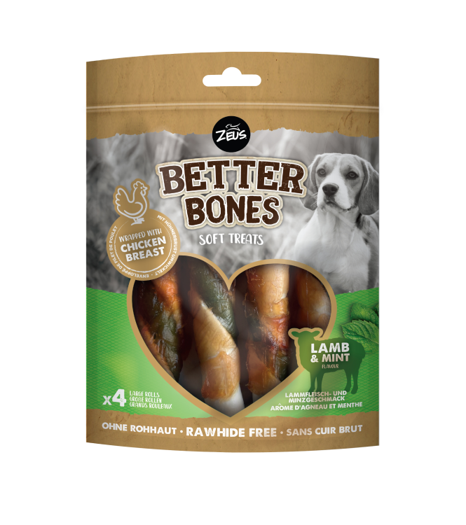 Zeus Better Bones Wrapped Large Rolls - Lamb & Mint (152g)