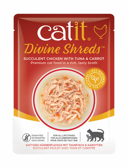 Catit Divine Shreds, Chicken with Tuna & Carrot - 75g (Box of 18)