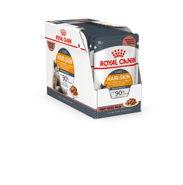 Royal Canin Feline Care Nutrition Hair & Skin Gravy (Intense Beauty) - 12 Wet Food Pouches