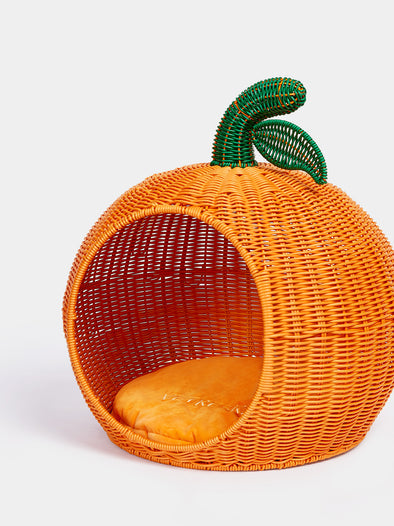 Tangerine Rattan Pet Bed