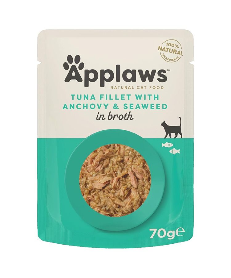 Applaws Tuna with Anchovy & Seaweed in Broth Wet Cat Food 70g Pouch