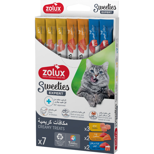 Sweeties Creamy Stick for Cats, Mixed of Chicken, Salmon & Crab 7 pcs/box,98g