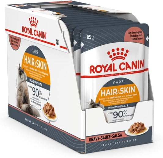 Royal Canin Feline Care Nutrition Hair & Skin Gravy (Intense Beauty) - 12 Wet Food Pouches