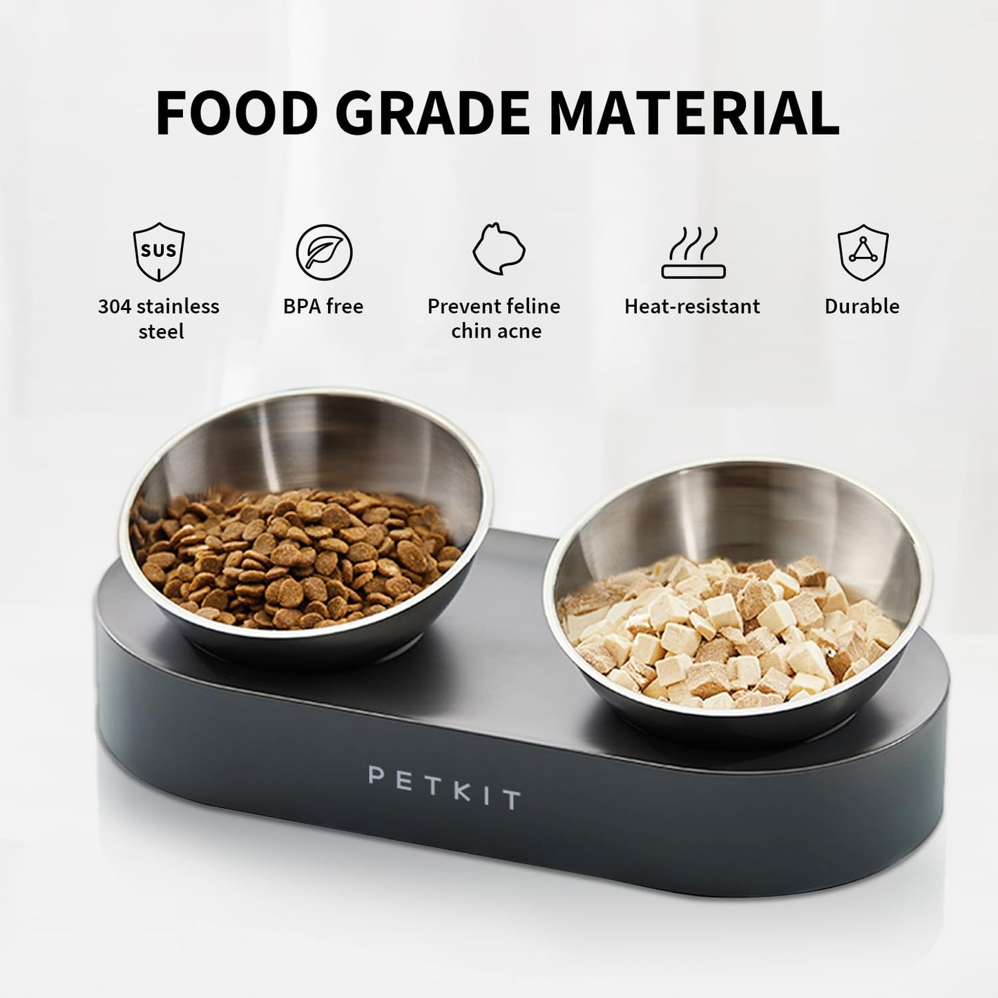 PETKIT FRESH NANO "Double" Cat & Dog Adjustable Feeding Bowl - Metal/Stainless Steel