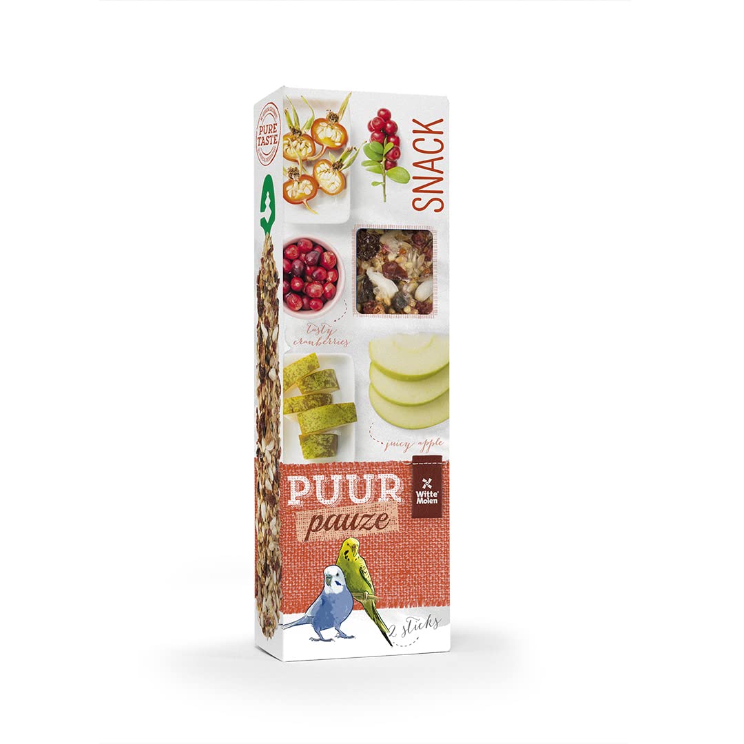 Witte Molen Puur Pauze Sticks with Apple & Rosehip for Budgie - 60g