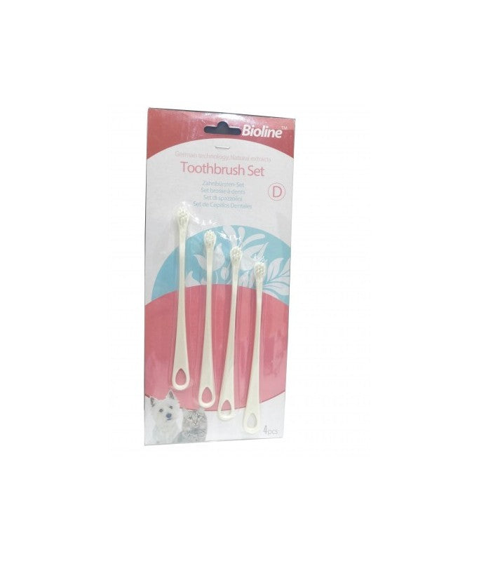 Bioline Toothbrush Set For Cats & Puppy- 4 Pcs