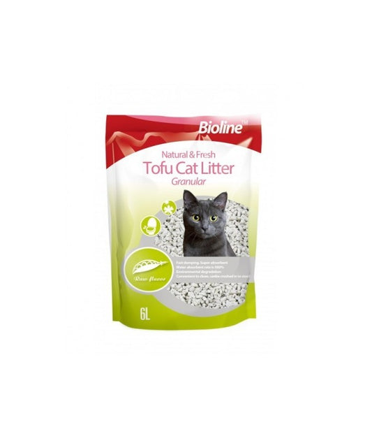 Bioline Natural And Fresh Tofu Granular Raw Flavor Flushable Cat Litter - 6L