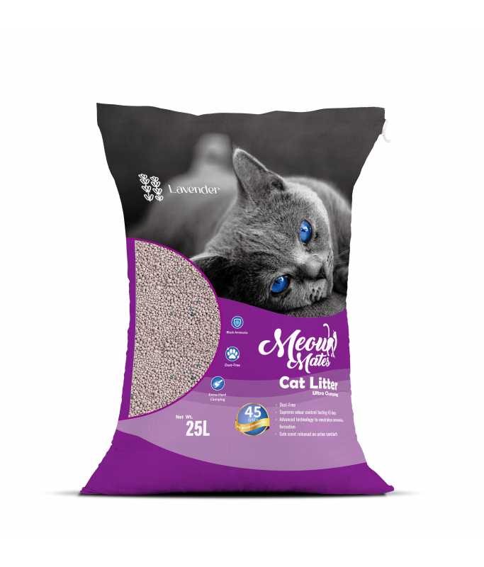 Meow Mates Bentonite Cat Litter - Lavender Scent (10kg)