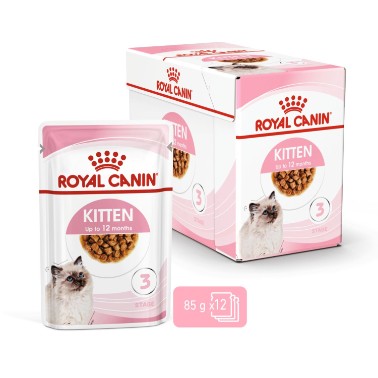 Royal Canin Feline Health Nutrition Kitten Gravy - 12 Wet Food Pouches