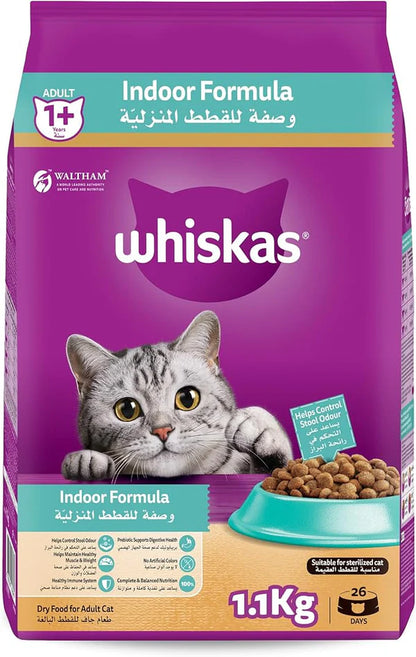 Whiskas Adult Indoor Formula Dry Cat Food - 1.1KG