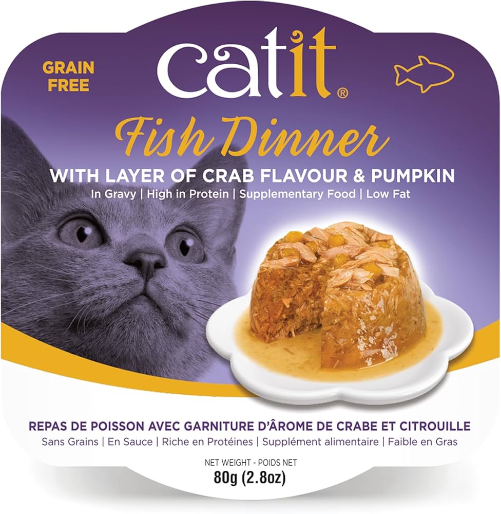 Catit Fish Dinner, Crab Flavour & Pumpkin 80 g, 6pcs/box