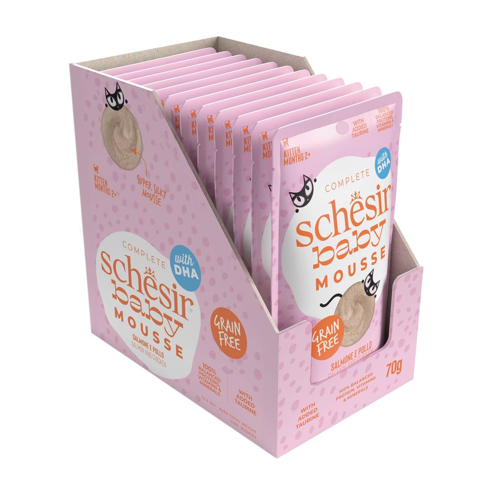 Schesir Baby Mousse Kitten - Salmon And Chicken 12 pocuh x 70g