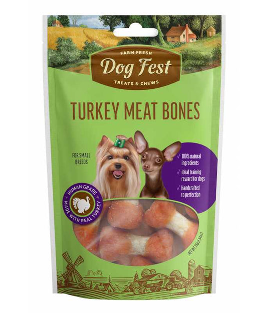 Dog Fest Turkey Meat Bones For Small Breeds - 55g