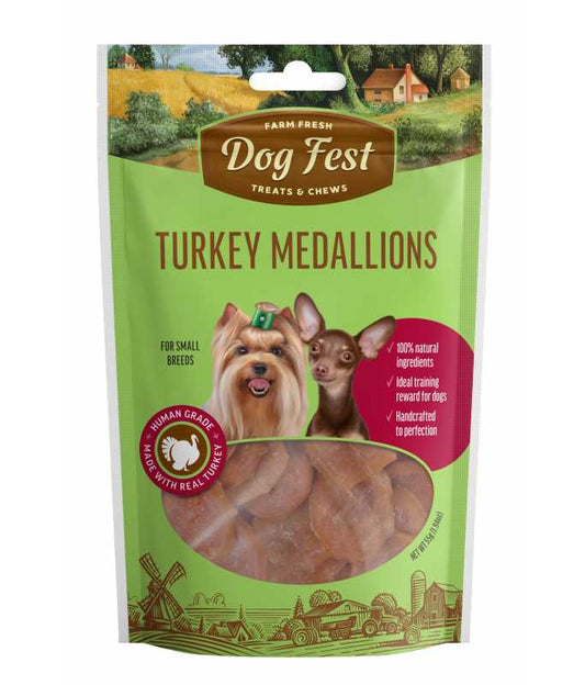 Dog Fest Turkey Medallions For Small Breeds - 55g