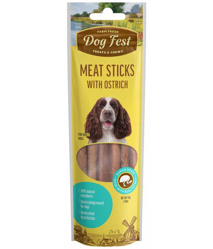 Dog Fest Meat Sticks With Ostrich For Adult Dogs - 45g