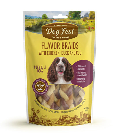 Dog Fest Flavor Braids With Chicken, Duck And Fish 90g