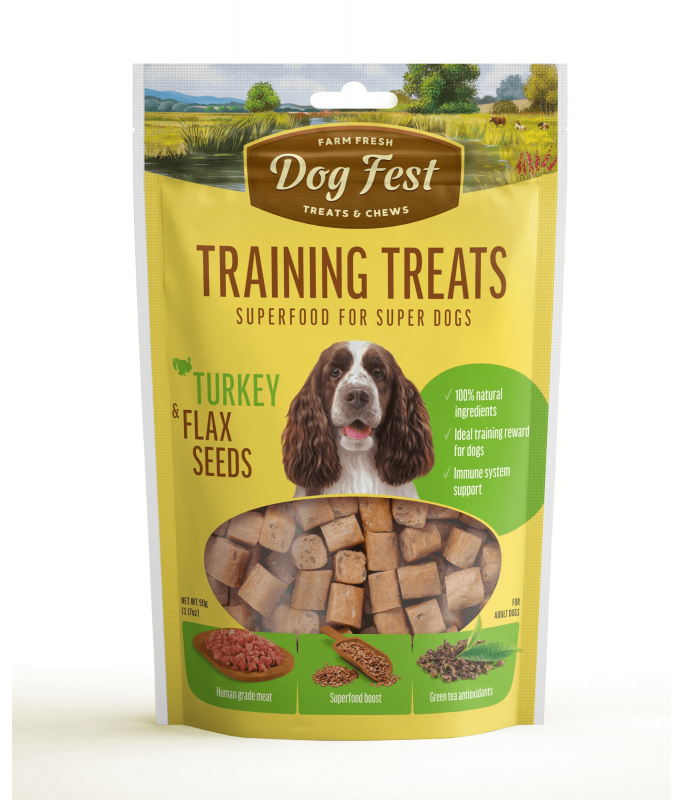 Dog Fest Training Treats Turkey & Flax Seeds - 90g