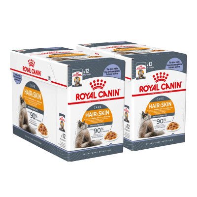 Royal Canin Feline Care Nutrition  Hair & Skin Jelly - 12 Wet Food Pouches