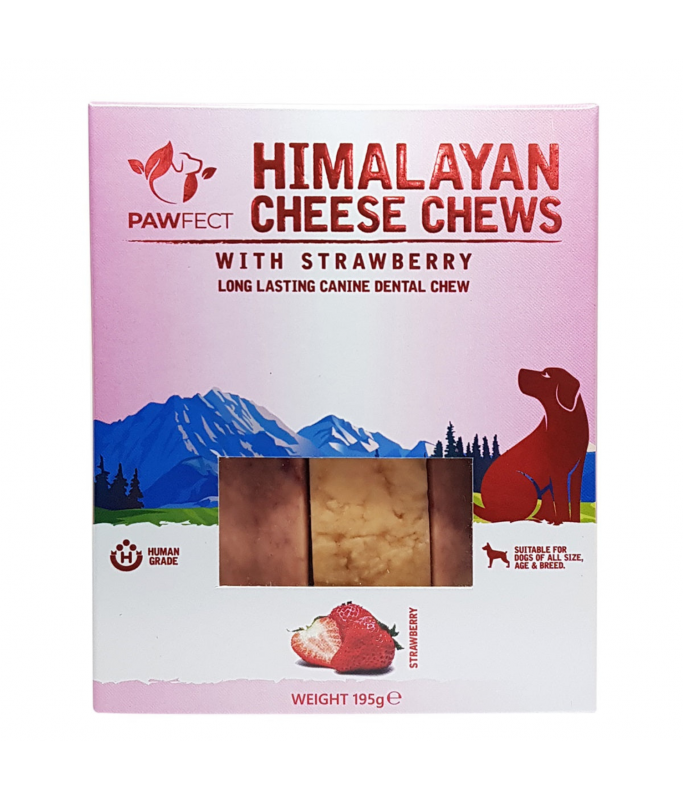 Pawfect Himalayan Cheese Chew Bar with Strawberry -195g (3x 65g)