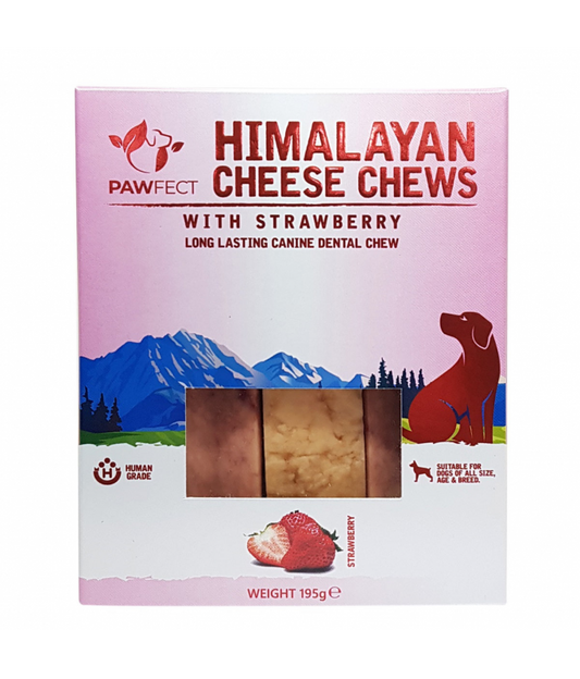 Pawfect Himalayan Cheese Chew Bar with Strawberry -195g (3x 65g)