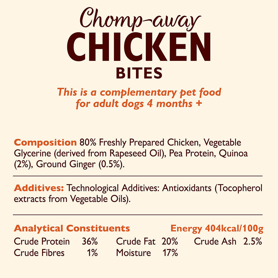 Lily's Kitchen Chomp-Away Chicken Bites Dog Treats  70gms