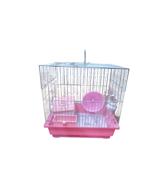 Dayang Hamster Cage 30 x 23 x 31cm - Pink Body & White Grill