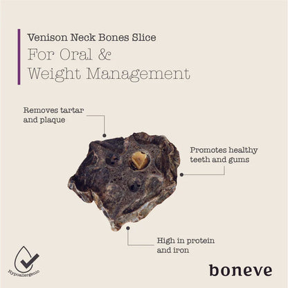 Boneve Air-Dried Free-Range Grass-Fed Venison Neck Bone Slice Dog Treat - 100G