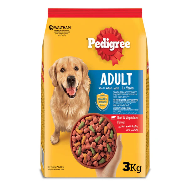 Pedigree Beef & Vegetables Adult Dry Dog Food 3kg