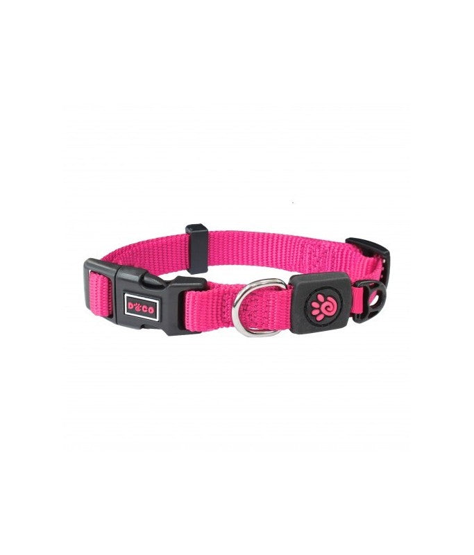 DOCO Signature Nylon Collar -1.5 x 27-37cm, Pink, Size - S
