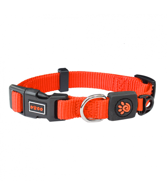 DOCO Signature Nylon Collar -1.5 x 27-37cm, Orange, Size - S