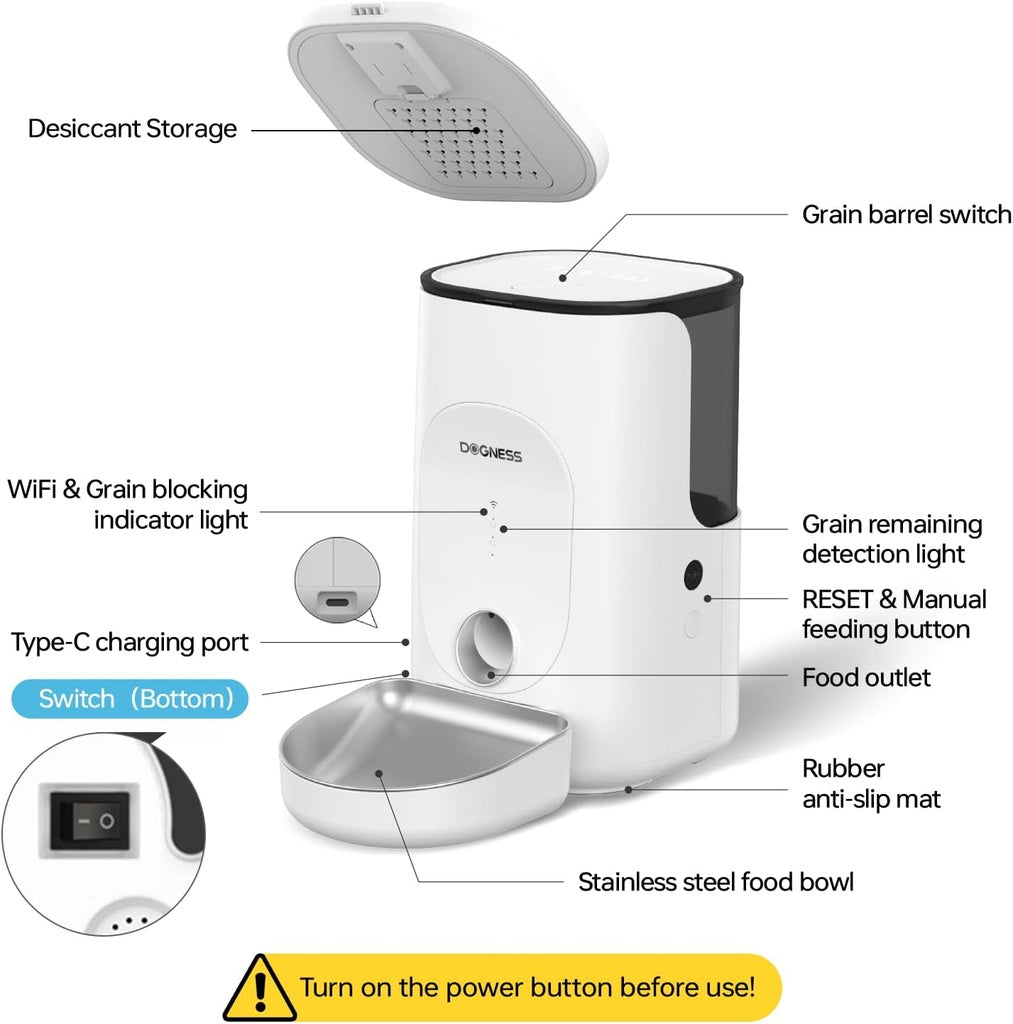 Dogness Rover Smart Feeder For Pets (App Controlled)-White