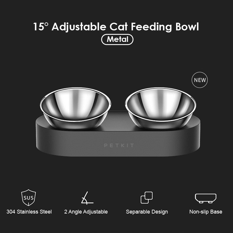 PETKIT FRESH NANO "Double" Cat & Dog Adjustable Feeding Bowl - Metal/Stainless Steel