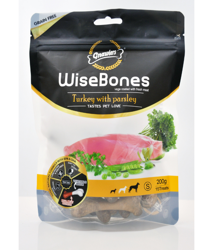 Gnawlers Wisebones Turkey With Parsley 15pcs/Pack- 200gm