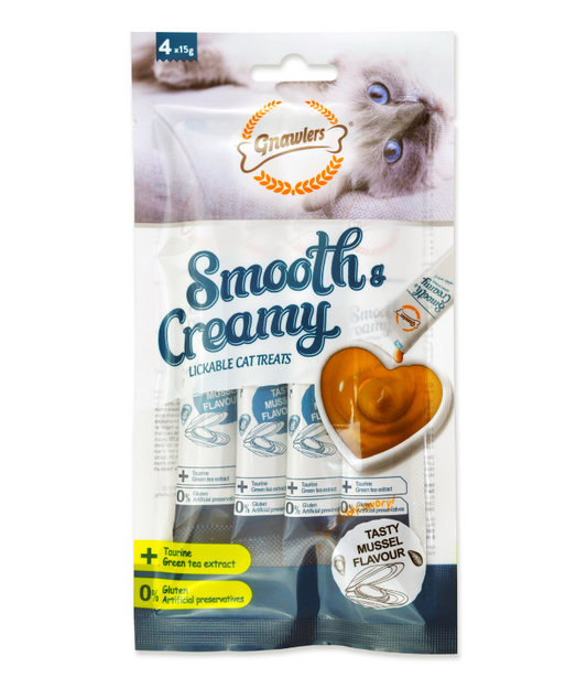 Gnawlers Smooth & Creamy Lickable Cat Treats - Mussel Flavour