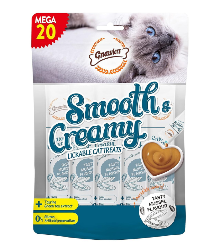 Gnawlers Smooth & Creamy Lickable Cat Treats - Mussel Flavour