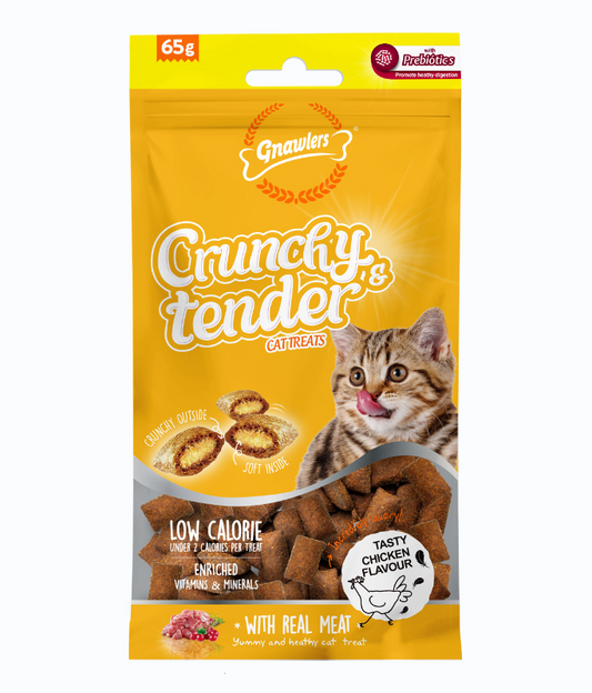 Gnawlers Crunchy & Tender Cat Treats Chicken Flavour- 65g