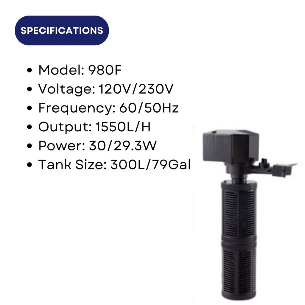 KW Zone Dophin Internal Filter[Model - FDF980F, Max Output - 1550L/H]