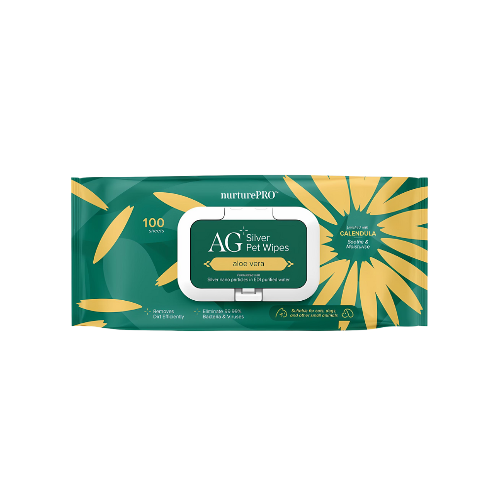 NurturePro AG+ Silver Pet Wet Wipes Aloe Vera - 100 Sheets – Maryam's Pet
