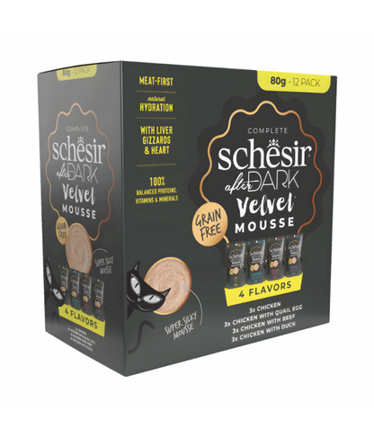 Schesir After Dark Velvet Mousse In Broth Variety Pack For Cats (12x80g)