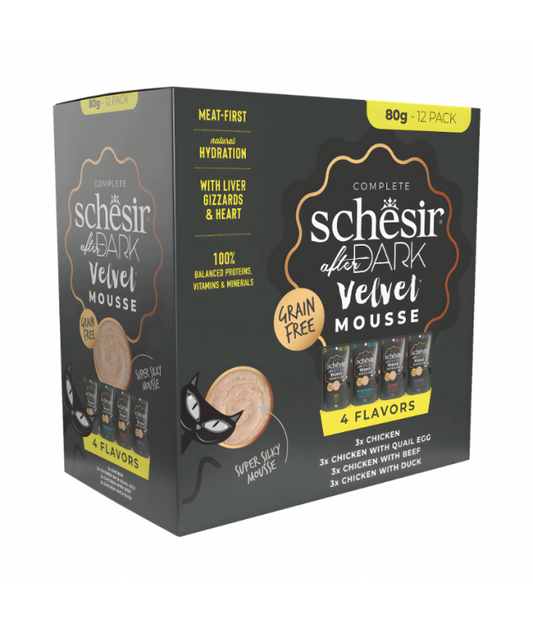 Schesir After Dark Velvet Mousse In Broth Variety Pack For Cats (12x80g)