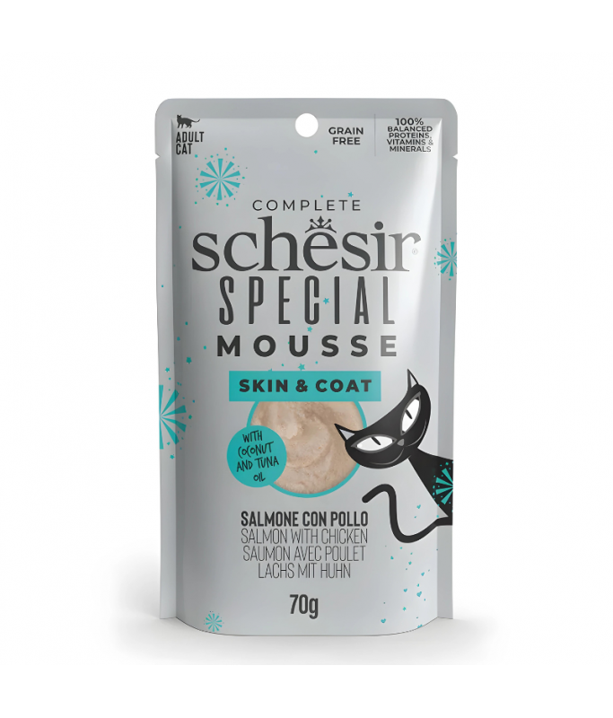 Schesir Special Mousse (Skin & Coat) For Cat - Salmon With Chicken 70g