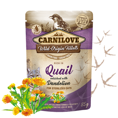 Carnilove cat pouch rich in Quail enriched with Dandelion for sterilized 85 g